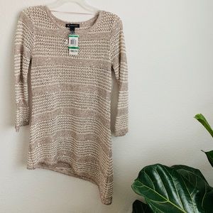 Asymmetrical knit tunic top with sequins